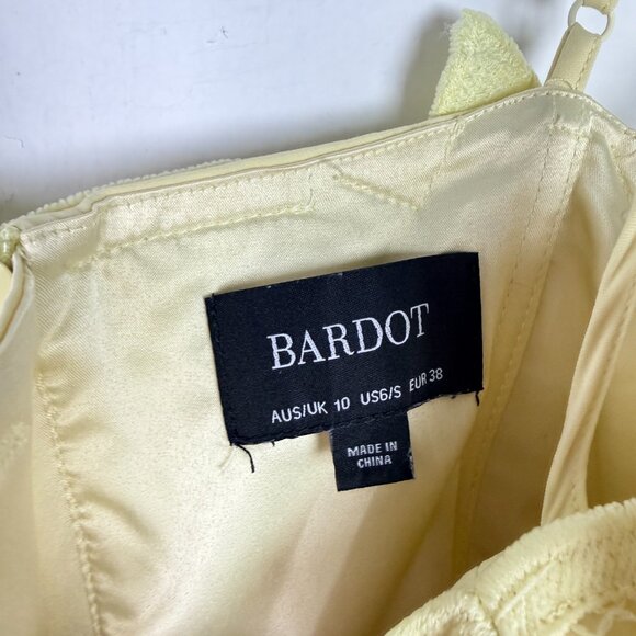 Bardot Lina Lace Sheath Dress Sleeveless Yellow Size 6 Small S EUC - Picture 7 of 13